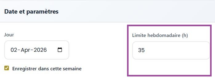 Customizable weekly limit